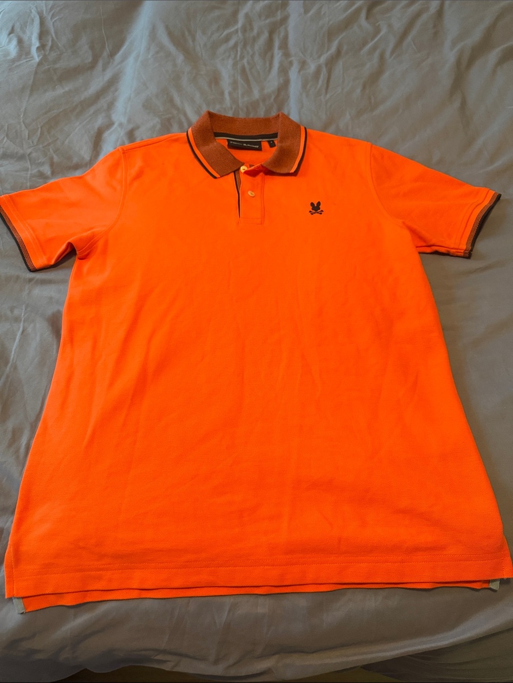 Psycho Bunny Orange Polo with Contrast Knit Collar - Picture 2 of 5